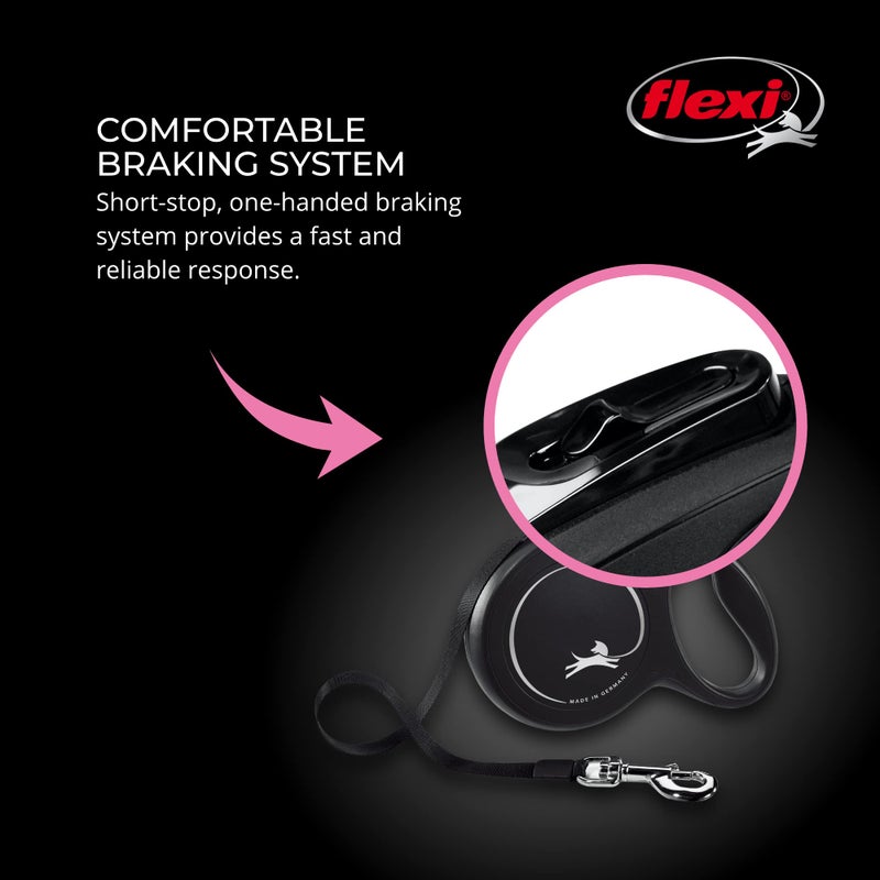 FLEXI New Classic Tape Retractable Dog Leash for Medium Dogs Upto 55 lbs. â€“ 16 ft., Black | Tangle Free Pet Walking Leash with One-Handed Brake, Pause, Lock|German Quality Product - Image 5